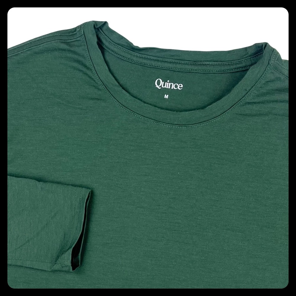Quince Long Sleeve Crew Neck T-Shirt Men's MEDIUM Green Lightweight Soft Knit‎